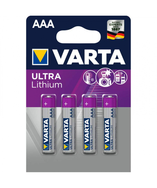 Blister 4 batteries AAA Varta lithium
