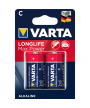 Blister 2 piles alcalines 1,5V LR14 Longlife Max Power Varta (4714110402) (4714101402)