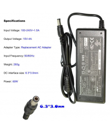 Charger 15V 4A 60W for Toshiba for Satellite (without cord supply) (PA2450U)