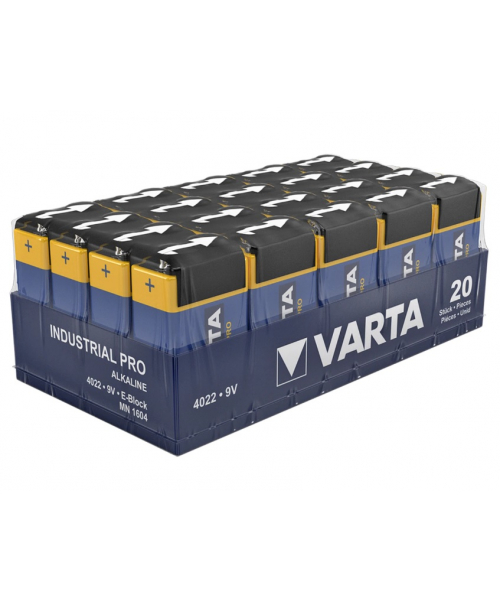 Box of 20 alkaline 9V - 6LR61 Industrial Varta