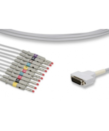 Set of 10 IEC cables banana plug for ECG Mac1200 GE HEALTHCARE (MQ10-LB-I)
