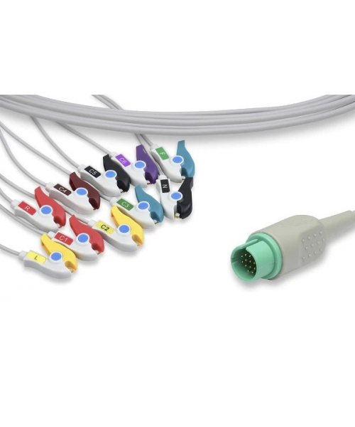 Lot de 5 câbles monobloc IEC 10 voies à pinces pour moniteur Ultraview SPACELABS