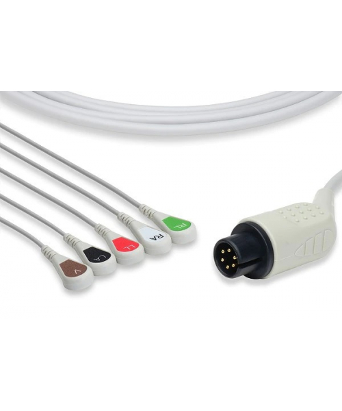 Cable monobloc ECG IEC 5 brins finition pression pour BSM7102 NIHON KOHDEN