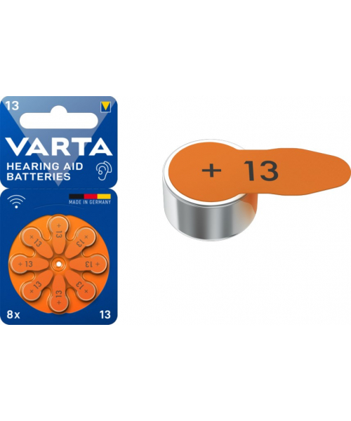 Blister di 8 batterie apparecchi acustici 1,4V - V13AT- Varta