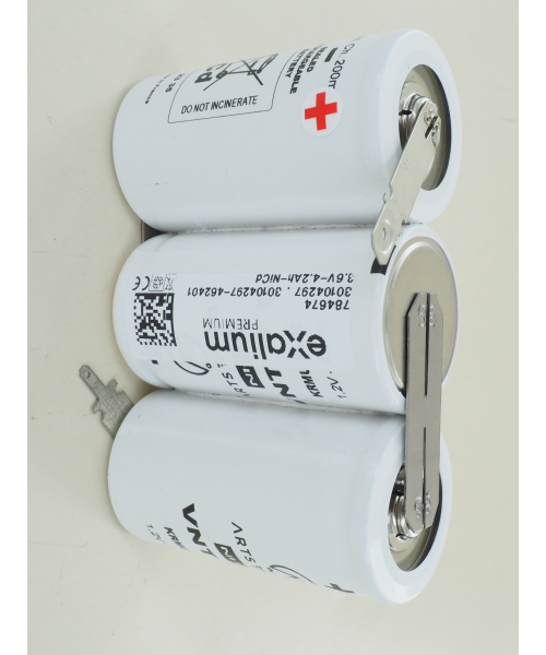 Battery NiCd 3.6V 4.2Ah - 3 VTD in row Faston