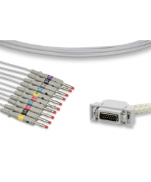 Cable de paciente de una sola pieza de 10 canales para clavijas banana para ELI150 MORTARA