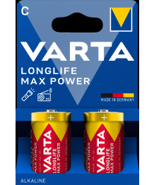 Blister 2 piles alcalines 1,5V LR14 Longlife Max Power Varta (4714110402) (4714101402) (4714101422)