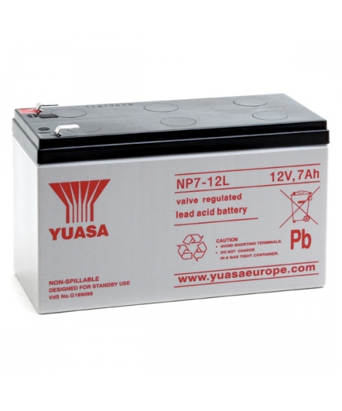 Batterie Plomb 12V 7Ah (151x65x97.5) cosses Larges Yuasa (NP7-12L)