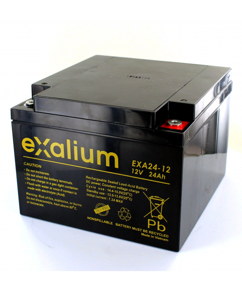 Batterie Plomb 12V 24Ah EXALIUM (166X175X125) M5 (EXA24-12)