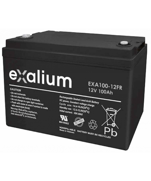 Batterie Plomb 12V 100Ah FR EXALIUM (330X173X220) (EXA100-12FR)