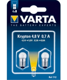Blister 2 lampadine Krypton 4.8 v 0. 7a Vite TCEI Varta