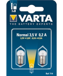 Blister 2 Ampoules Argon 3.5V 0.2Ah culot vis Varta (714000402)