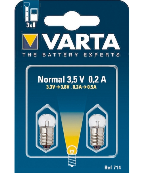 Blister 2 bulbs Argon 3.5V 0.2Ah Cap screw Varta