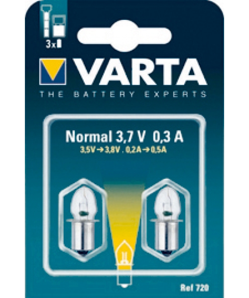 Blister 2 bulbs Argon 3.7V 0.3Ah pellet smooth Varta