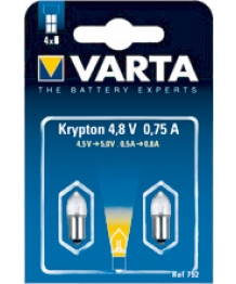 Blister 2 Ampoules Krypton 4.8V 0.75A culot lisse Varta (792000402)