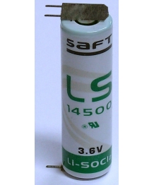 Pile Lithium 3.6V 2,1Ah (2 Picots + ; 1 picot) Saft (LS145003PF)