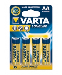 Blister 4 piles alcalines 1,5V LR6 Longlife Varta (4106101414)