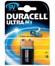 Batteria alcalina 9V 6LR61 Duracell Ultra M3