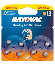 Blister di 8 batterie apparecchi acustici 1, 4V Rayovac