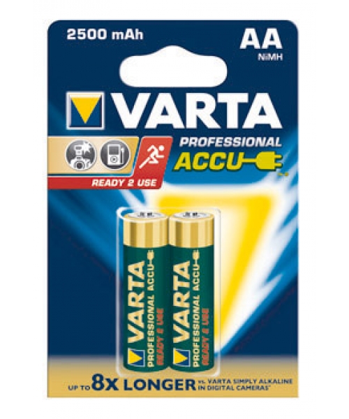 Blister 2 batteries Ni-Mh 1, 2V 2600mAh AA Professional Varta