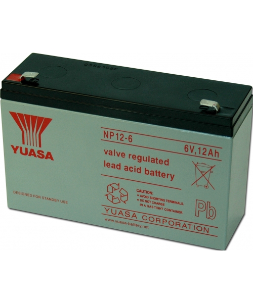 Batterie Plomb 6V 12Ah (150x50x97,5) Yuasa (NP12-6)
