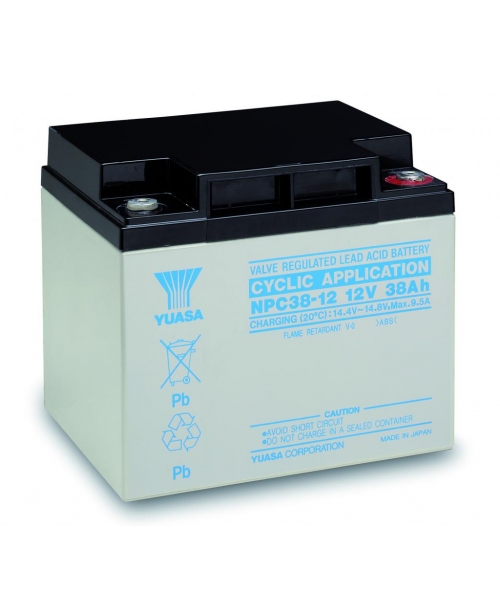 Batterie Plomb 12V 38Ah (197x165x170) Cyclique Yuasa (NPC38-12)