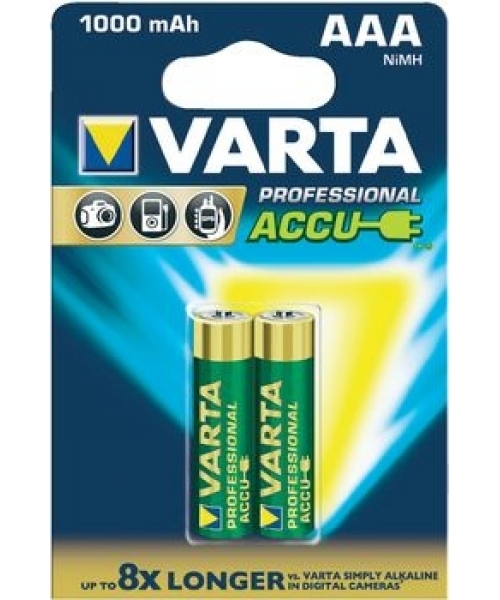 Blister 2 batteries Ni-Mh 1, 2V 1000mAh AAA Professional Varta