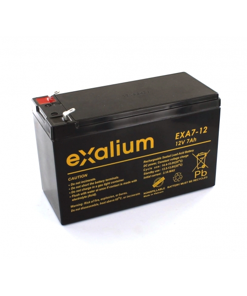 Batterie Plomb 12V 7Ah (151x65x97.5) Exalium (EXA7-12)