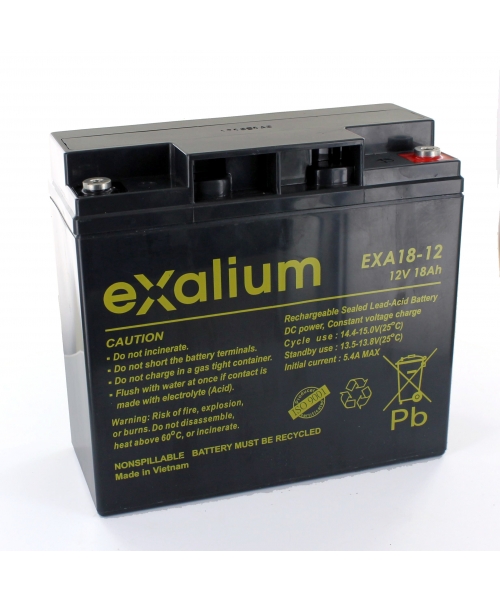 Battery lead 12V 18Ah (181 x 76 x 167) Exalium (EXA18 - 12)