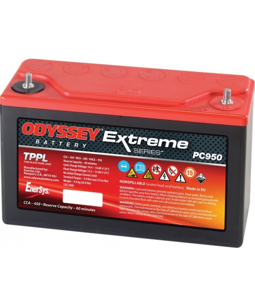 Batterie Plomb 12V 34Ah 950A Odyssey 250 X 97x 156 Mm PC950 ODS 