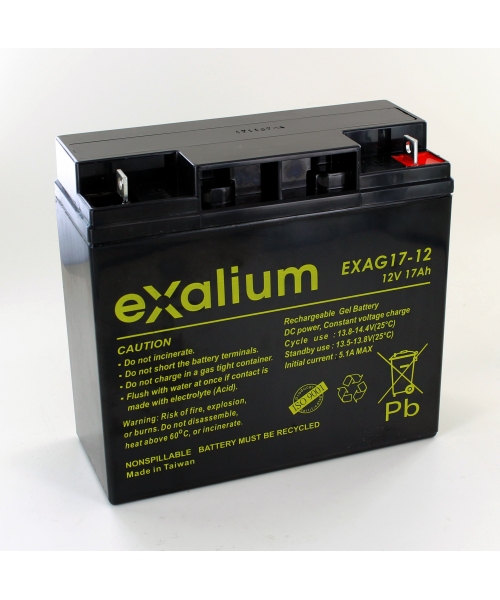 Batterie plomb Gel 12V 17Ah Exalium (181x76x167) M5 (EXAG17-12)