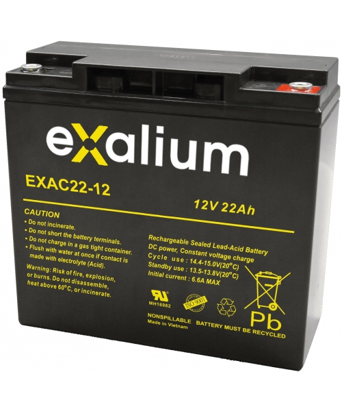 Battery lead 12V 22Ah (181 x 76 x 167) cyclic Exalium (EXAC22 - 12)