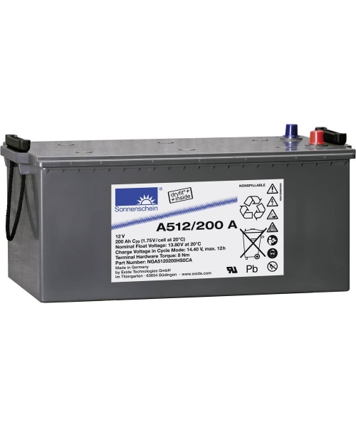 Batterie Plomb Gel 12V 200Ah (518x274x242) Exide (A512/200 A)
