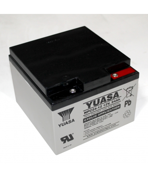 Batterie Plomb 12V 24Ah (166x175x125) Cyclique Yuasa (NPC24-12)