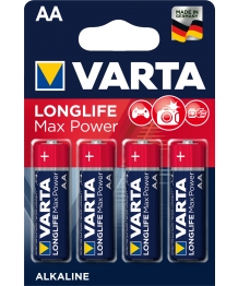 Blister 4 piles alcalines 1,5V LR6 Longlife Max Power Varta (4706101404)