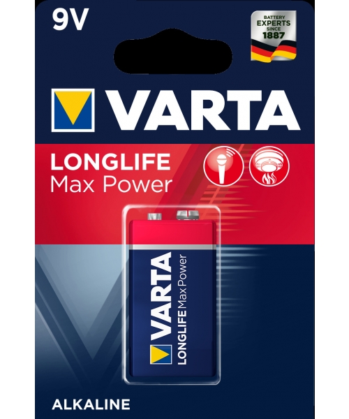 Pile alcaline 9V 6LR61 Longlife Max Power Varta (4722101401)