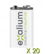 Batería alcalina Exalium Industrial 6LR61-9V caja de 20