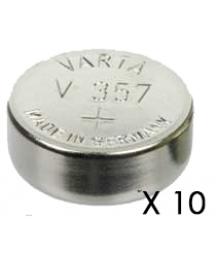 Boite de 10 piles bouton argent 1,55V SR44 High Drain V357
