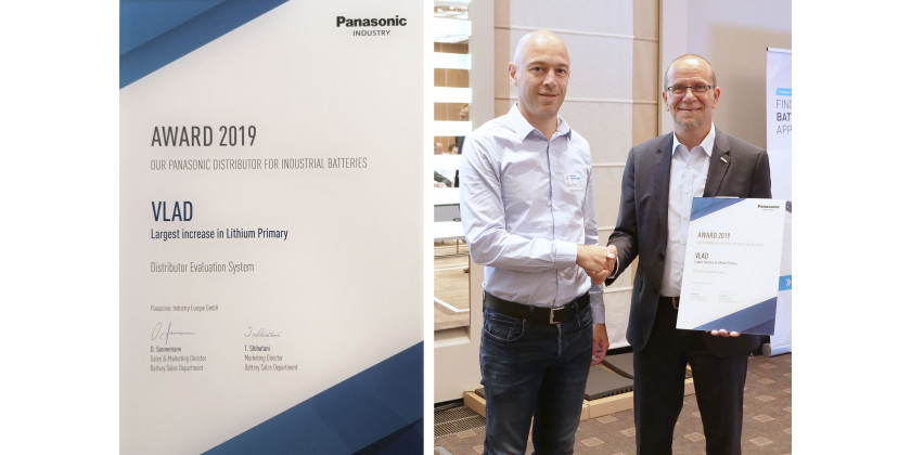 VLAD honrado por Panasonic Europe por el rendimiento en baterías de litio